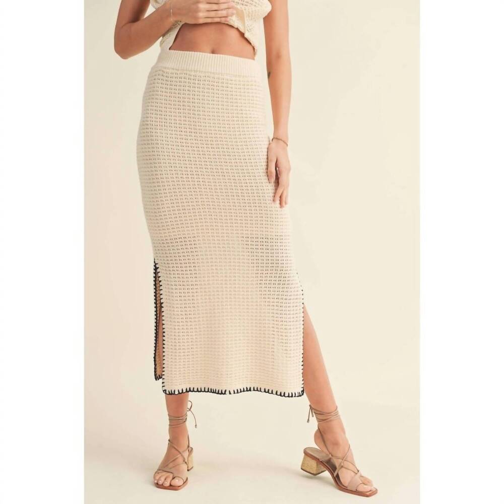 NEW MIOU MUSE chevron knit skirt in beige